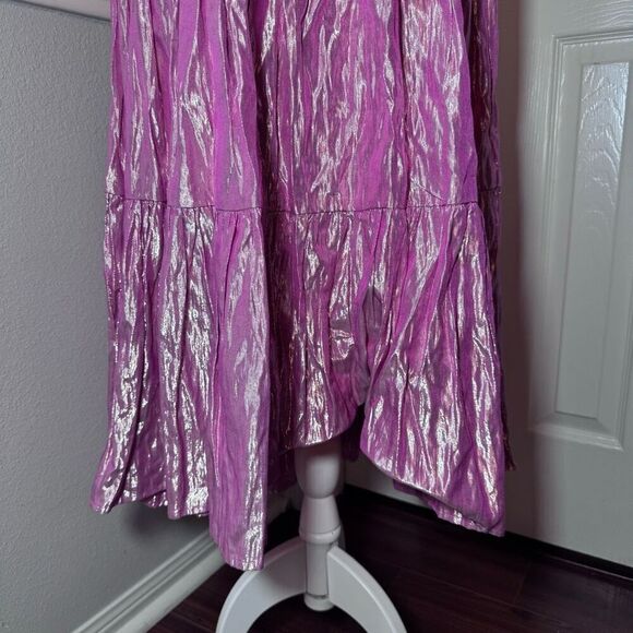 Anthropologie Maeve Alicia Crinkled Metallic Midi Skirt - Picture 5 of 9